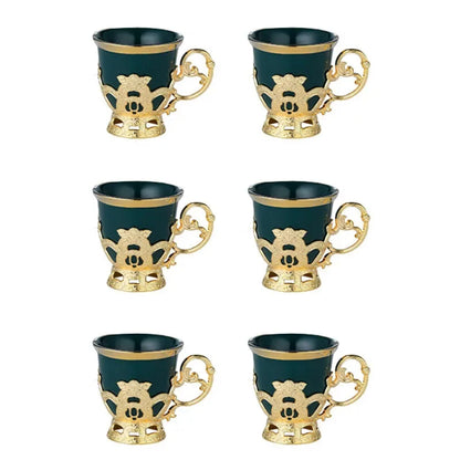 Golden Border Turkish Coffee Cups – Ceramic Cup & Saucer Set, Classic Afternoon Tea