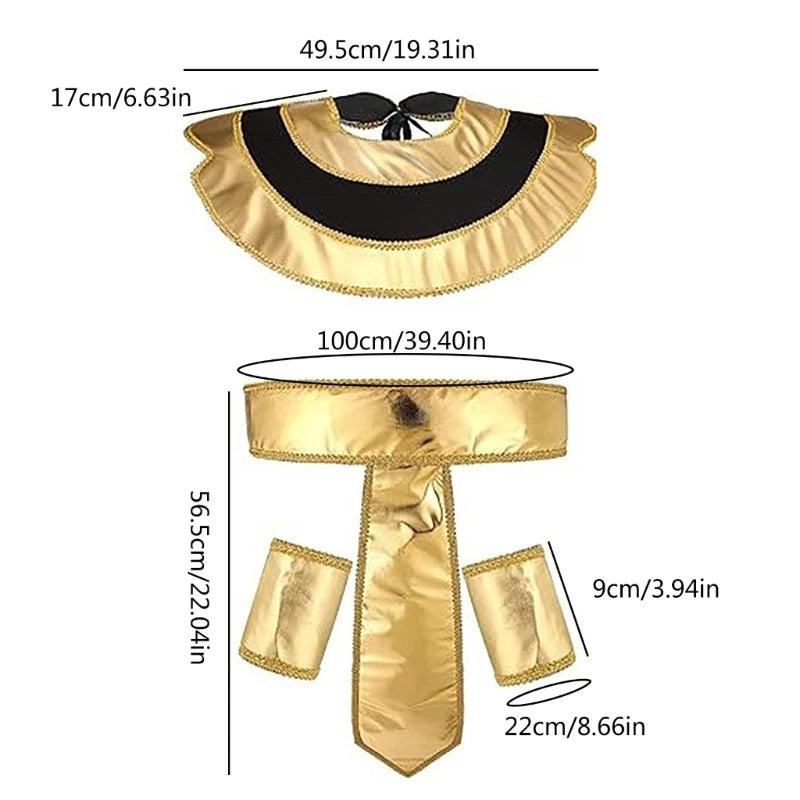 Pharaoh Headpiece, Collar & Wristbands Set – Men's Egyptian Costume Accessories