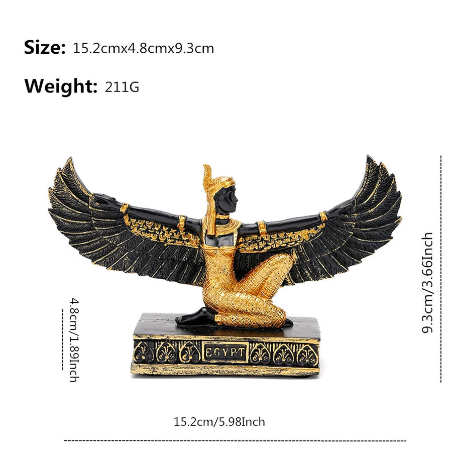 Isis Winged Goddess Resin Figurine – Egyptian Handicraft, Mother of Horus Decor