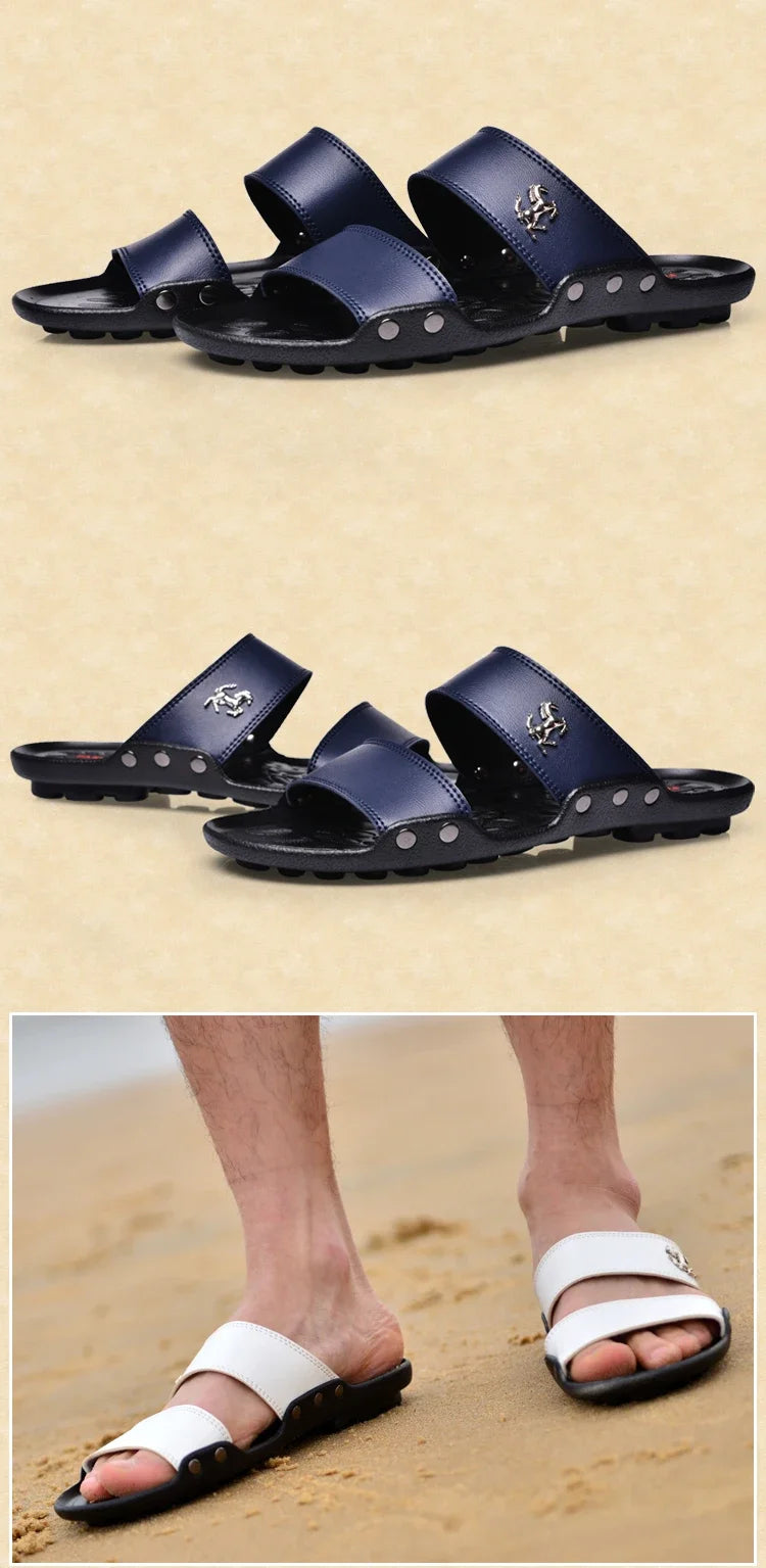 Casual Famous Brand Men Sandals outdoor Shoes Breathable Slippers Summer Flip Flops Beach Men Shoes Leather Sandalias Zapatos Ho