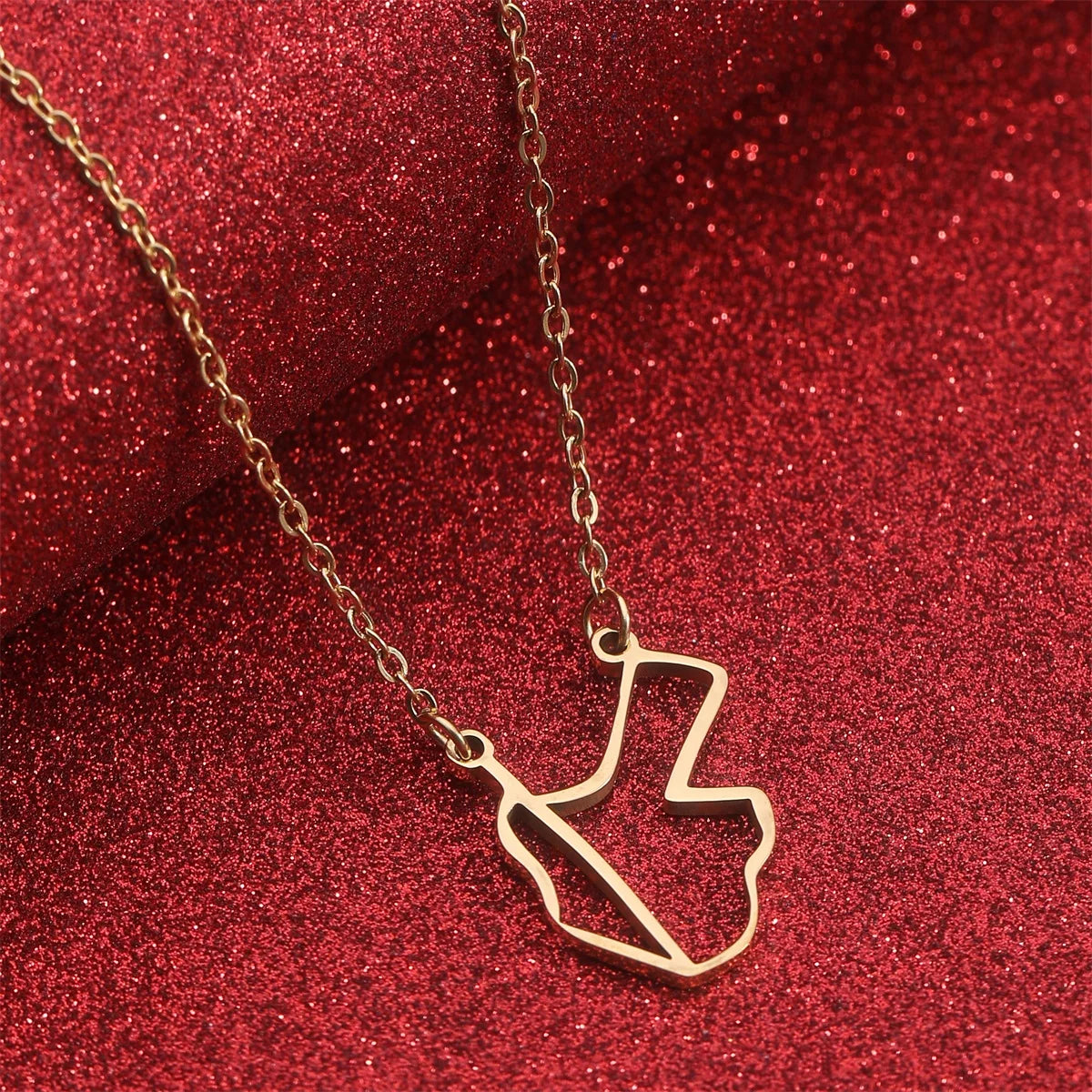 Jordan Map Outline Pendant – Gold-Tone Country Necklace for Men & Women