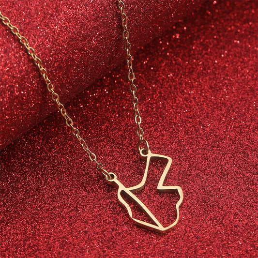 Jordan Map Outline Pendant – Gold-Tone Country Necklace for Men & Women