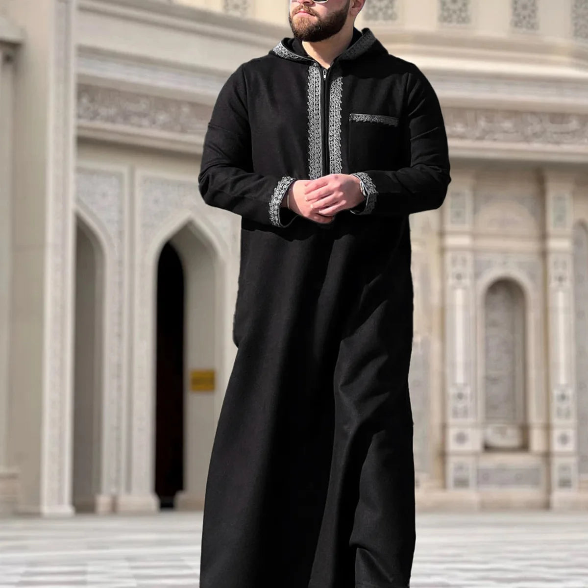 Men Robe Jubba Thobe Eid Muslim Abaya Hooded Dishdasha Islamic Embroidery Dubai Abayas Ramadan Morocco Male Prayer Kaftan 2026