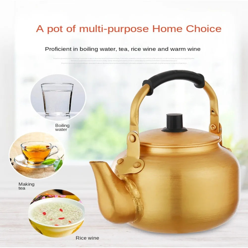Gold Aluminum Arabic Coffee Kettle – Large Capacity Teapot, 0.75-4L