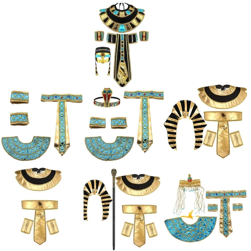 Pharaoh Headpiece, Collar & Wristbands Set – Men's Egyptian Costume Accessories