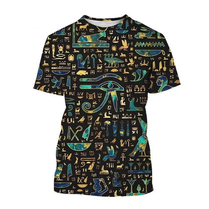 Pharaoh Anubis & Horus 3D T-Shirt – Unisex Retro Egyptian Gods Print Tee
