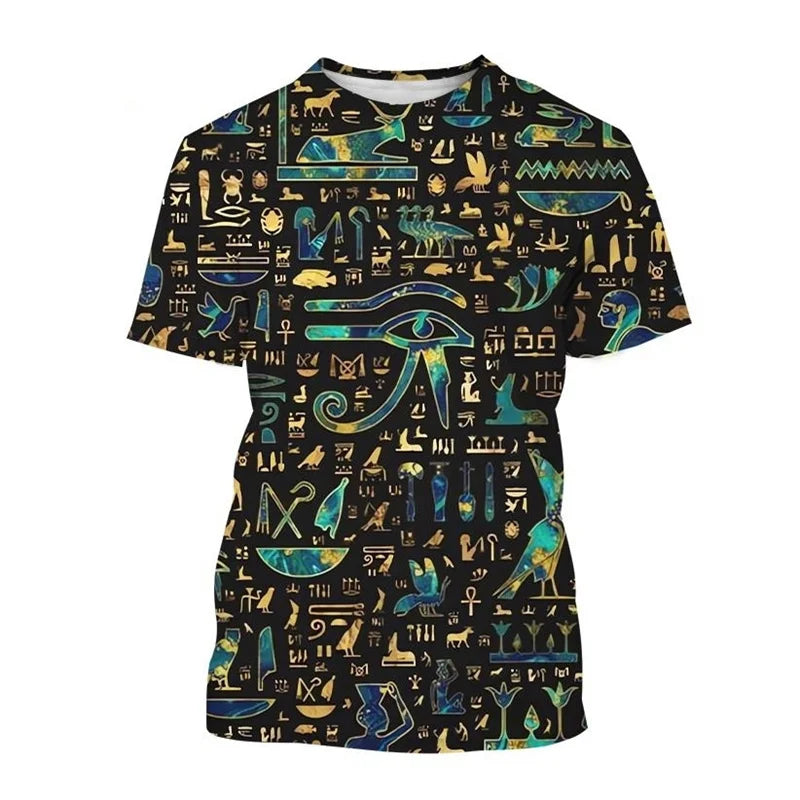 Pharaoh Anubis & Horus 3D T-Shirt – Unisex Retro Egyptian Gods Print Tee