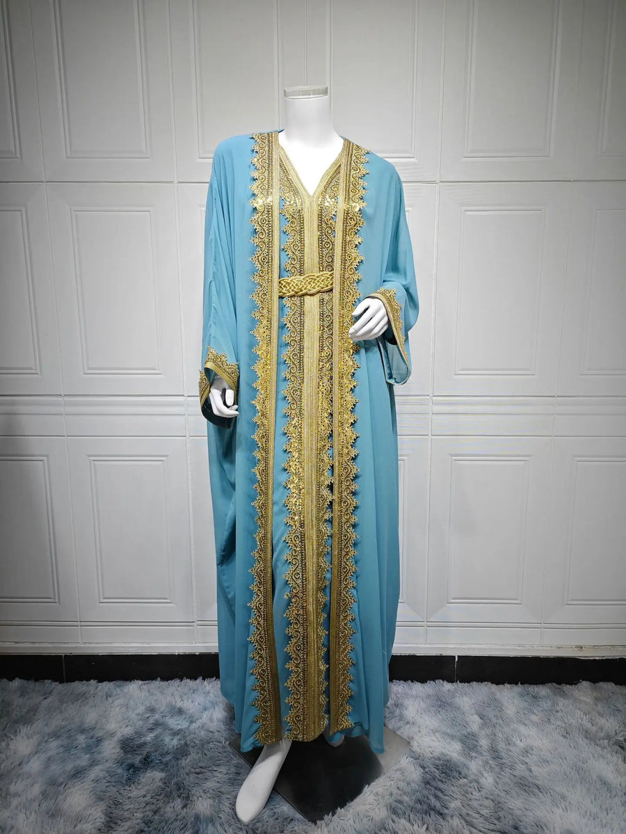 Eid Grace – 2-Piece Lace-Up Cardigan Set for the Muslim Woman