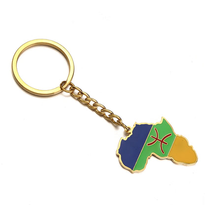 Africa Map Keychain – Stainless Steel Hip-Hop Jewelry, Morocco to South Africa