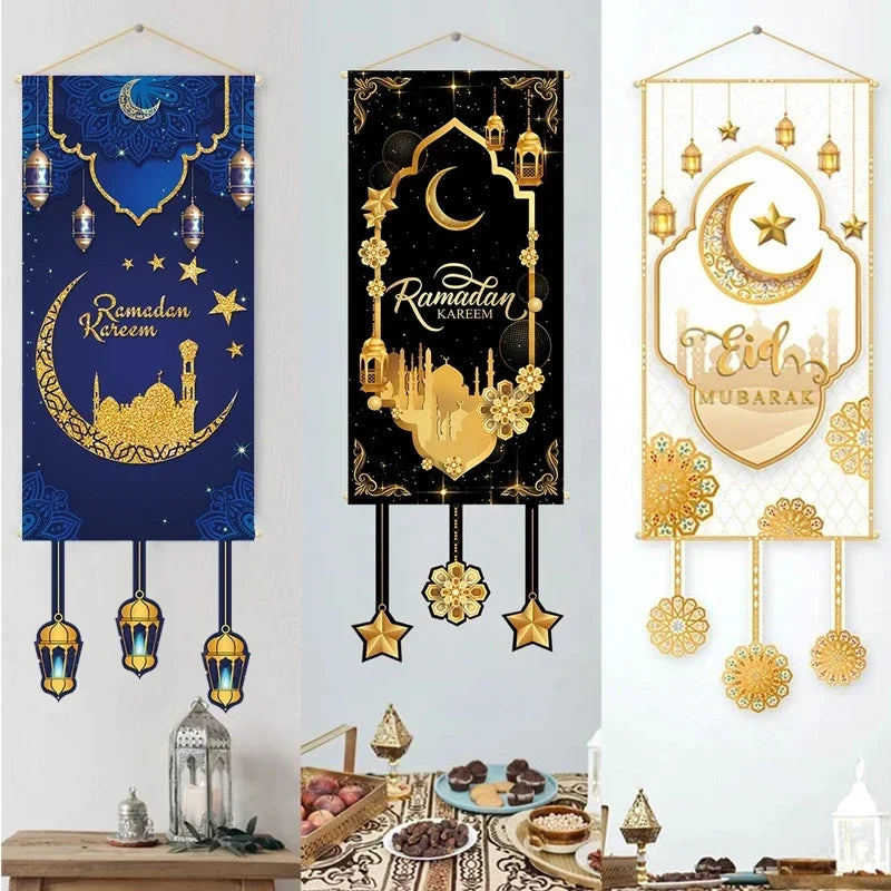 EID Mubarak Decoration Table Runner Ramadan Decor 2024 For Home Tablecloth Ramadan Kareem Islamic Muslim Party Eid Al-Fitr Gifts