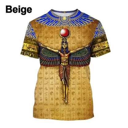 Anubis & Pharaoh 3D T-Shirt – Men's Egyptian Pattern Oversized Streetwear Tee