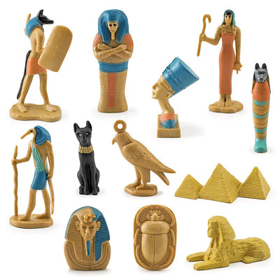 12-Piece Egyptian Mini Model Set – Sphinx, Pyramid, Mummy & Isis Figures