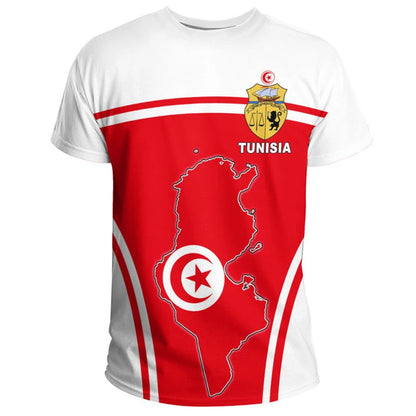 Tunisia National Emblem 3D T-Shirt – Unisex Tunisian Flag Sports & Streetwear Tee