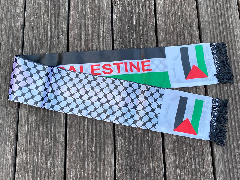 xvggdg   14*130cm   Palestine flag Custom Scarf palestine national day Scarf Printing Satin Palestinian Scarf