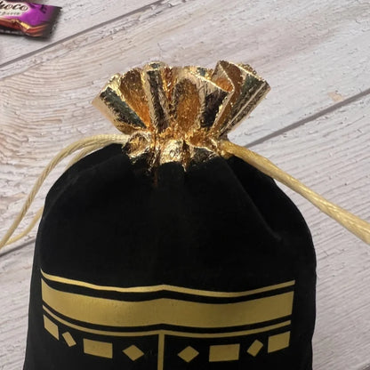 10pcs Black Kaaba Velvet Gift Bags Hajj Mubarak Umrah Mubarak Muslim Islamic Ramadan Kareem Happy Eid Al Adha Decoration Present