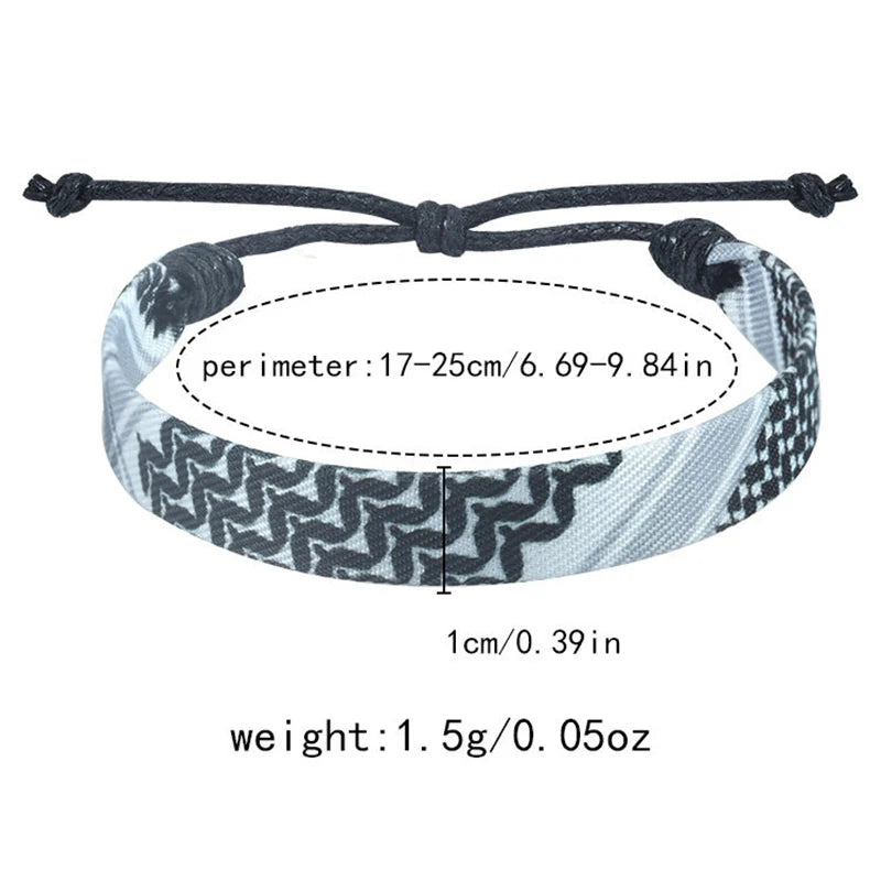 Arabic Scarf Woven Bracelet – Handmade Ethnic Ribbon Jewelry for Men & Women