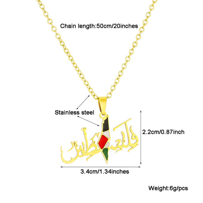 Fashion State of Palestine Map Flag Pendant Necklace Stainless Steel Men Women Maps Jewelry Gift