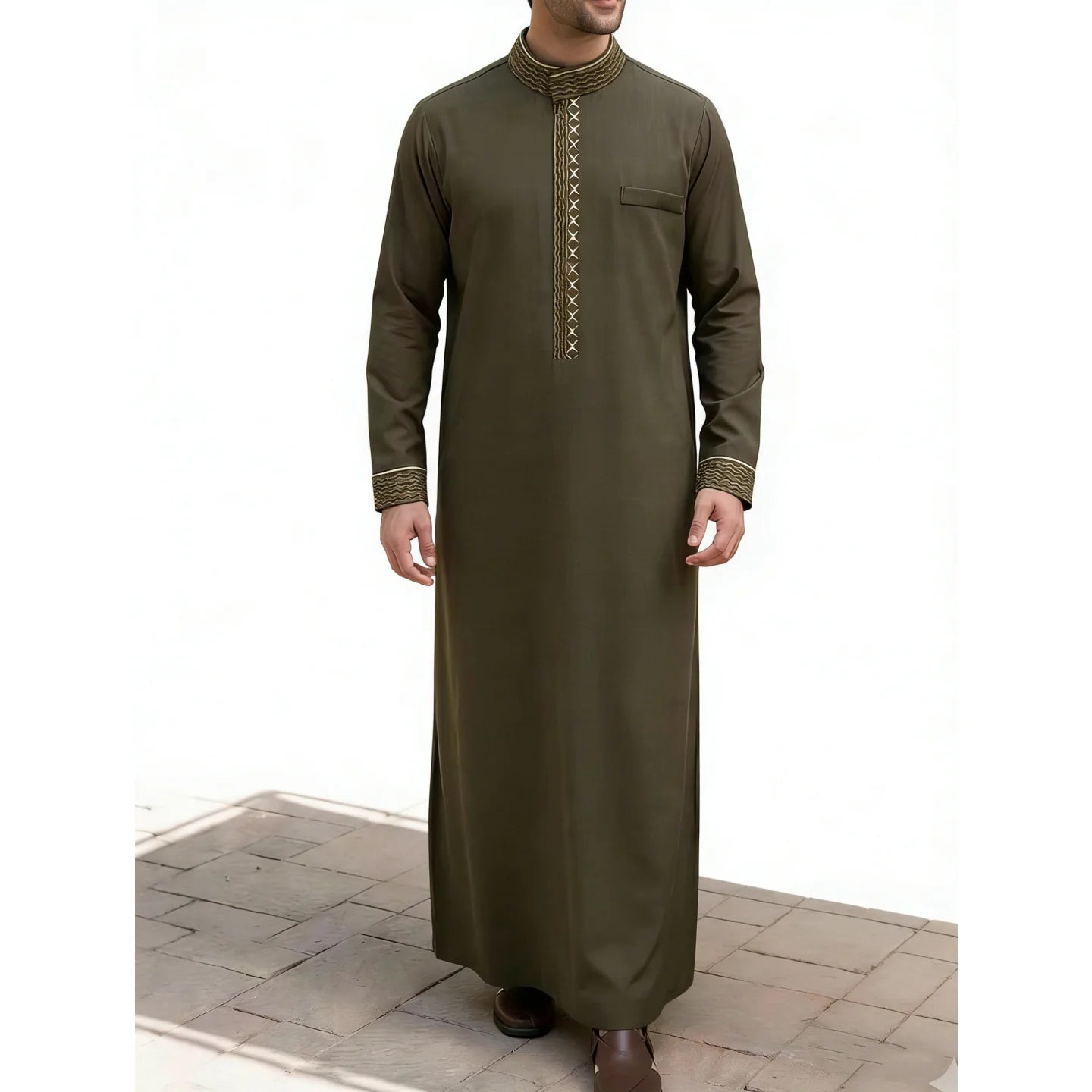 Middle Eastern Arab ethnic robe, Muslim traditional men's robe, casual festival worship, Islamic men's clothing
