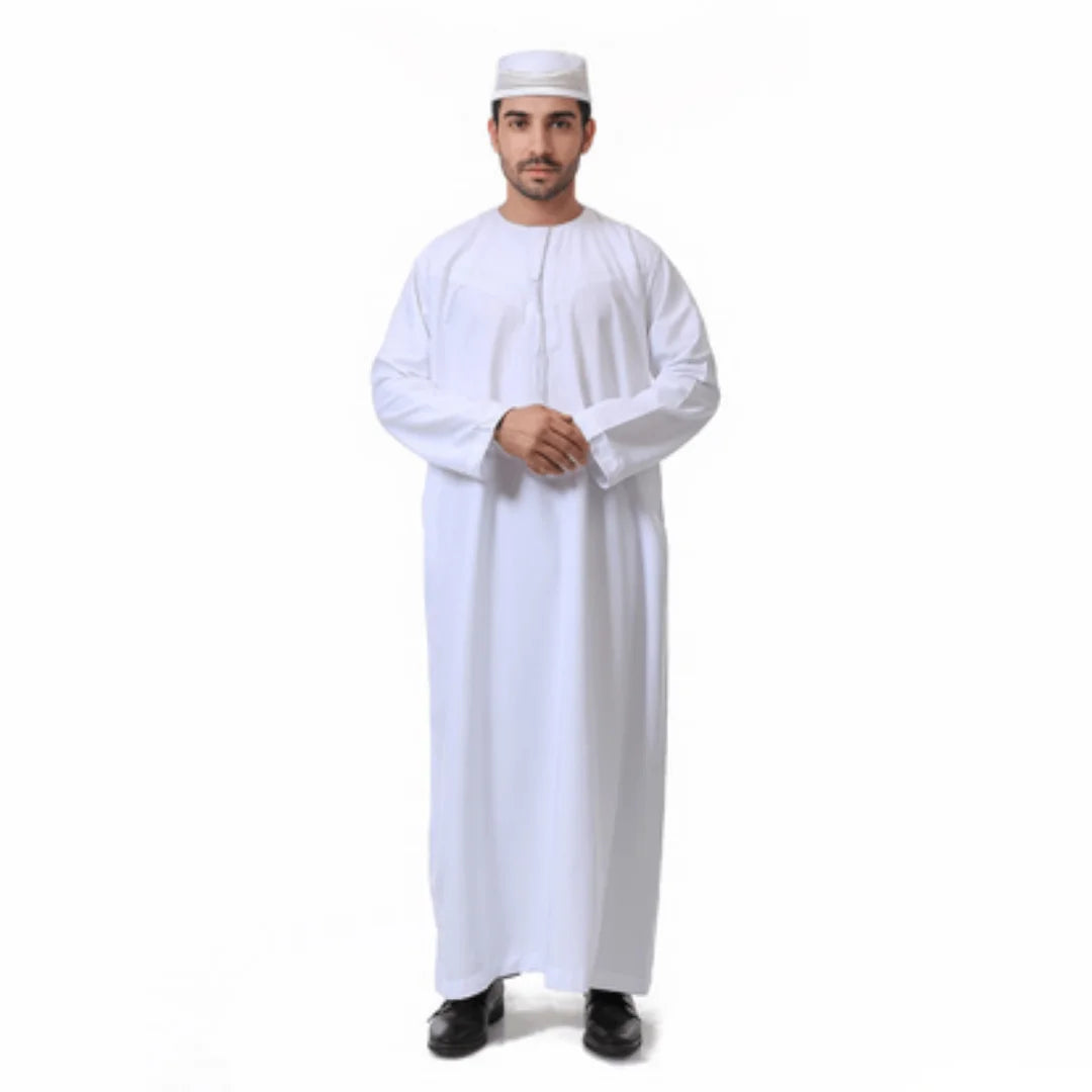 Men's Saudi Arabic Long Sleeve Robe Ramadan Muslim Dress For Men Middle East Islamic Clothing