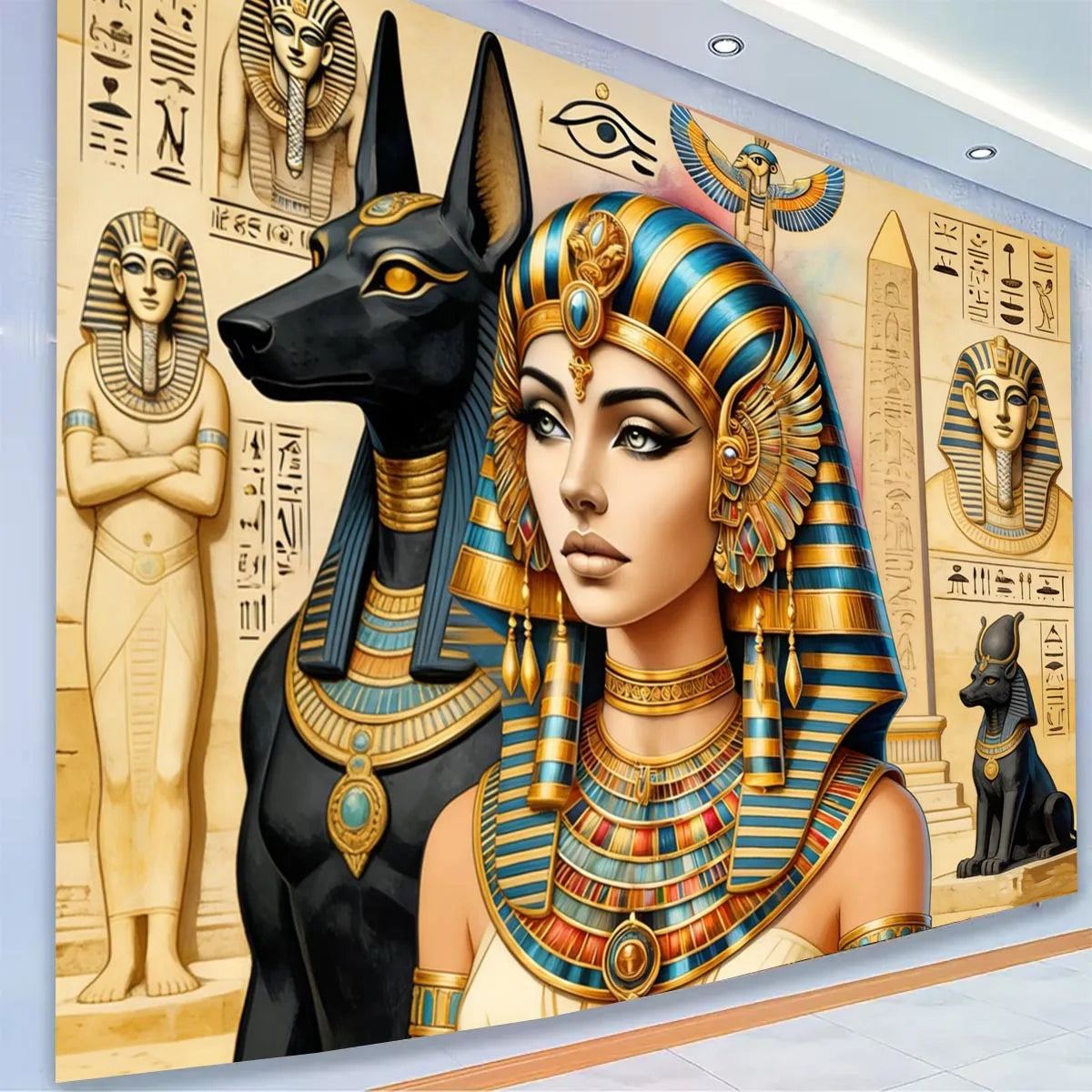Ancient Egyptian Goddess Tapestry – Pharaoh & Anubis Wall Hanging for Heritage Decor