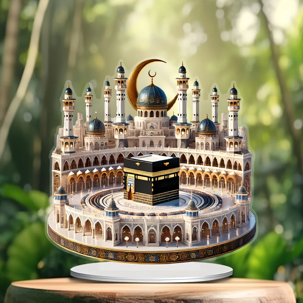 2D Flat 1pc 2D Flat Acrylic Classic Kaba Model - Bohemian Style Tabletop Decoration, Religious Theme, Multifunctional Ramadan