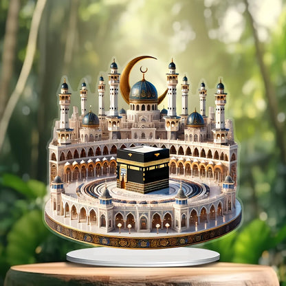 2D Flat 1pc 2D Flat Acrylic Classic Kaba Model - Bohemian Style Tabletop Decoration, Religious Theme, Multifunctional Ramadan