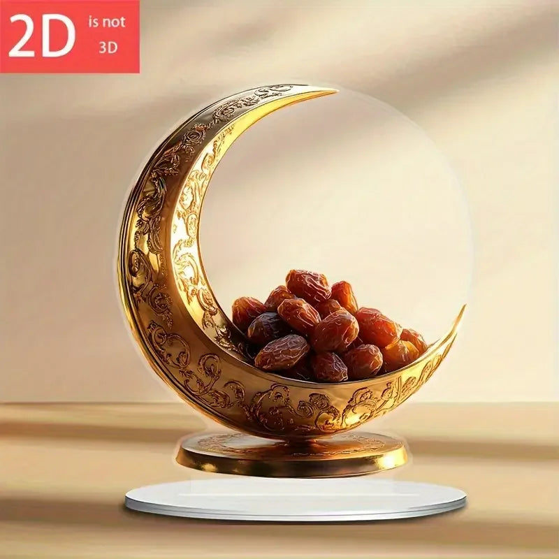 2D Eid al-Fitr Moon Ornament Multi functional Desktop Decora Suitable for Home DecoraFestival Gifts and Muslim Ramadan Celebra