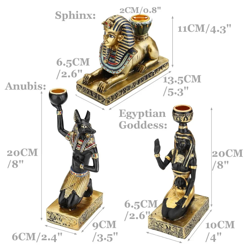 Egyptian Sphinx & Anubis Candleholder – Resin Candlestick, Retro Home Decor