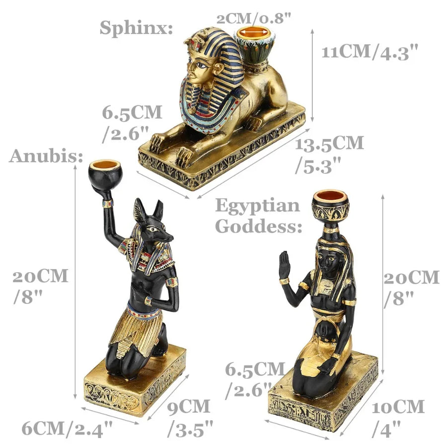 Egyptian Sphinx & Anubis Candleholder – Resin Candlestick, Retro Home Decor