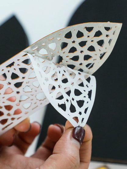 3Pcs/Set Islamic Geometric Arch Decor Golden & Floral Acrylic Table Ornaments Wooden Festive Home Decor for Ramadan & Eid Gifts