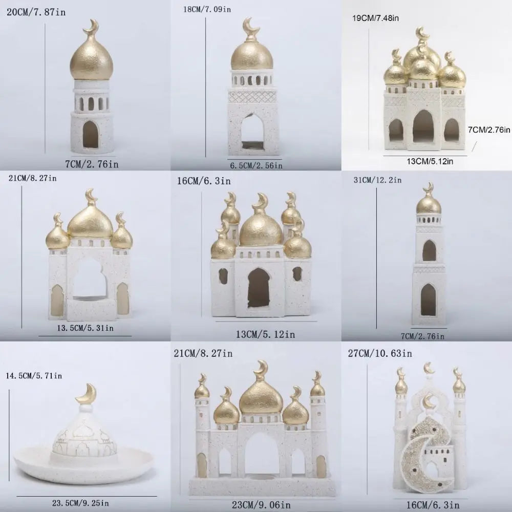 Middle Eastern Style Resin Statue Decor Kaaba Dome Castle House Mosque Islamic Desktop Ornament Islamic Theme Ramadan Muslim