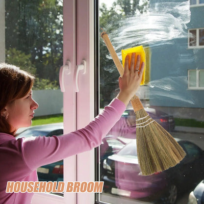 Vietnamese Grass Broom Traditional Straw Sweeper Long Bamboo Handle Household Dust Removal Broom Indoor Outdoor Cleaning Brush
