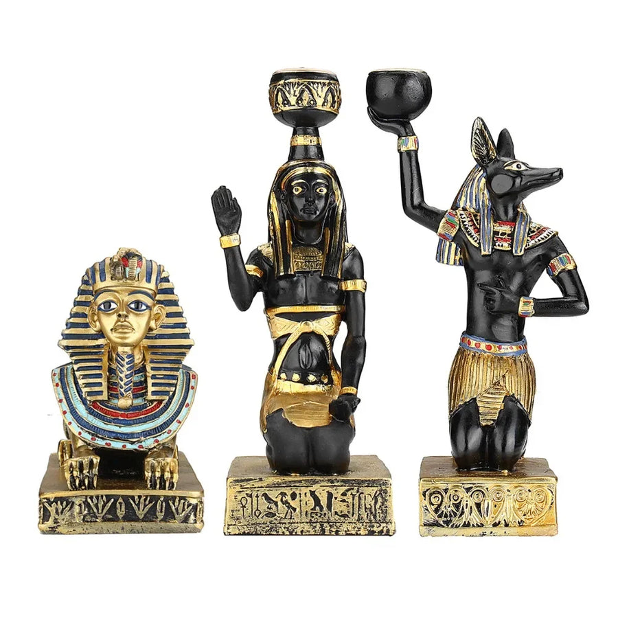 Egyptian Sphinx & Anubis Candleholder – Resin Candlestick, Retro Home Decor