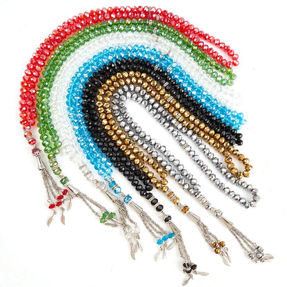 8mm 99 Beads Crystal Prayer Beads Muslim Prayer Beads Tasbih Misbaha  Muslim Crystal Holding Bracelet Islamic Muslim Мусульманин