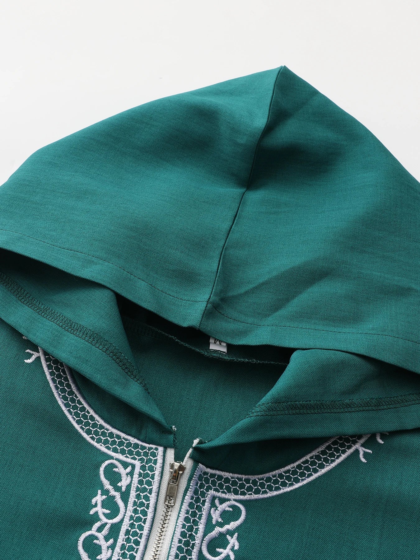 Short-sleeved, hooded, embroidered Muslim pocket Thobe, casual Arab style, traditional Gandoura prayer festival clothing for men