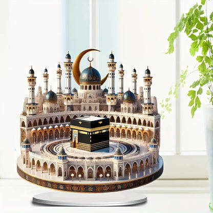 2D Flat 1pc 2D Flat Acrylic Classic Kaba Model - Bohemian Style Tabletop Decoration, Religious Theme, Multifunctional Ramadan