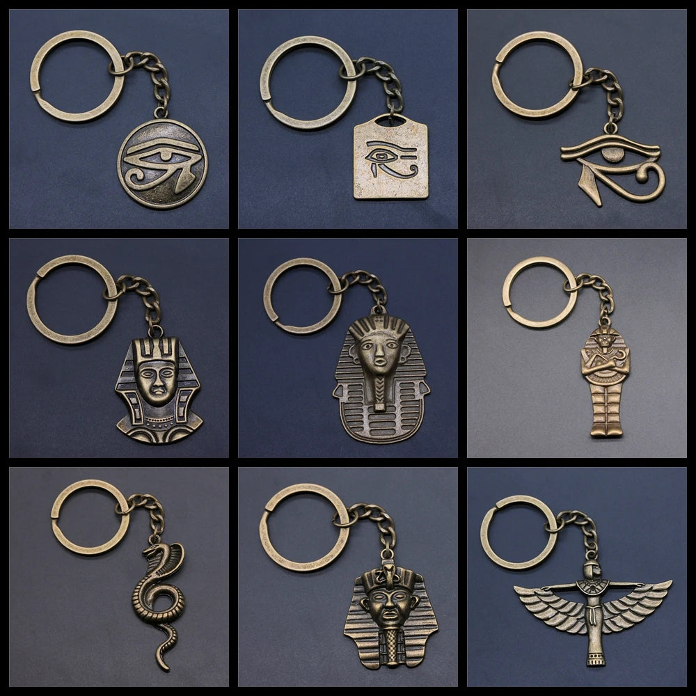 Eye of Horus & Pharaoh Keyring – Egyptian Charm, Creative Gift Accessory