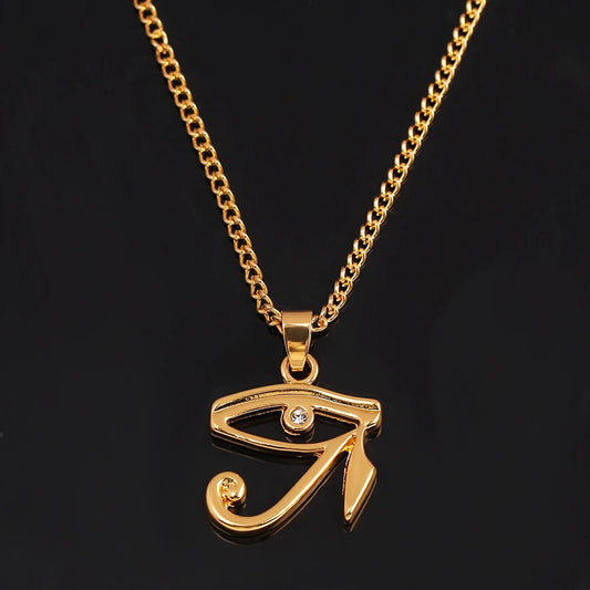 Horus Eye & Eagle Head Pendant – Egyptian Guardian Necklace for Men & Women