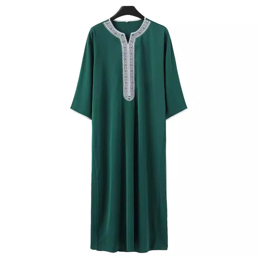 The Embroidered Prayer Juba – Men's Ramadan Thobe with Saudi-Moroccan Detail