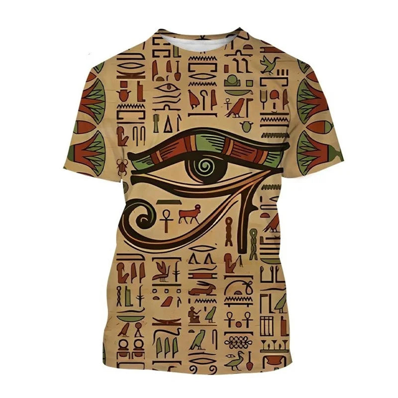 Pharaoh Anubis & Horus 3D T-Shirt – Unisex Retro Egyptian Gods Print Tee