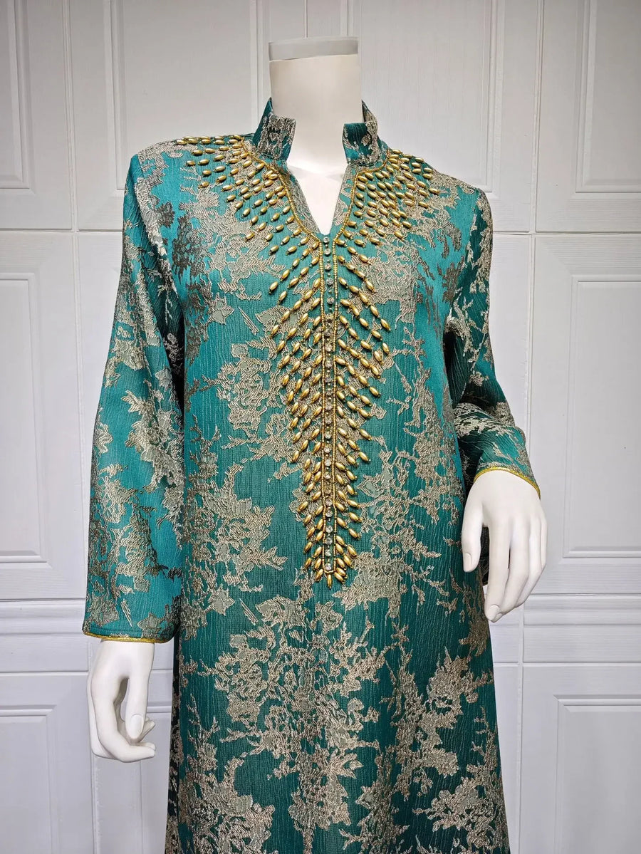 Eid Radiance – Beaded Collar Abaya for the Arab Woman in America
