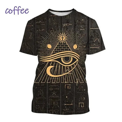 Horus Eye & Pharaoh 3D T-Shirt – Unisex Egyptian Streetwear Summer Tee