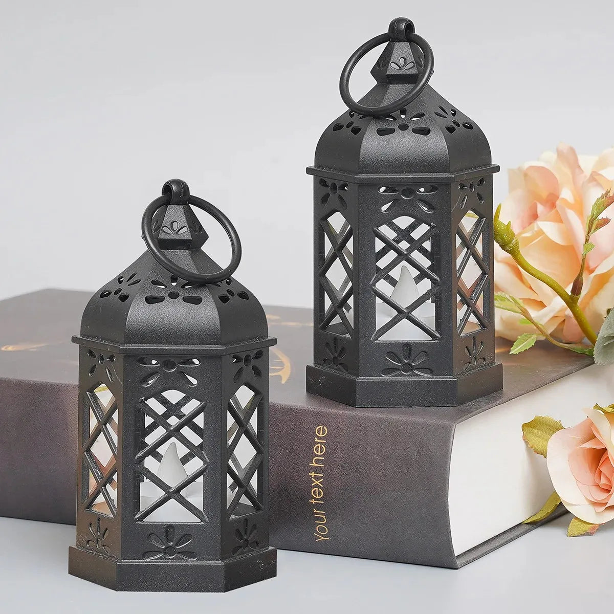Retro Desktop Lamp Atmosphere Decoration Creative Gift Hexagonal Wind Candle Led Wind Lamp Portable Small Horse Lamp.