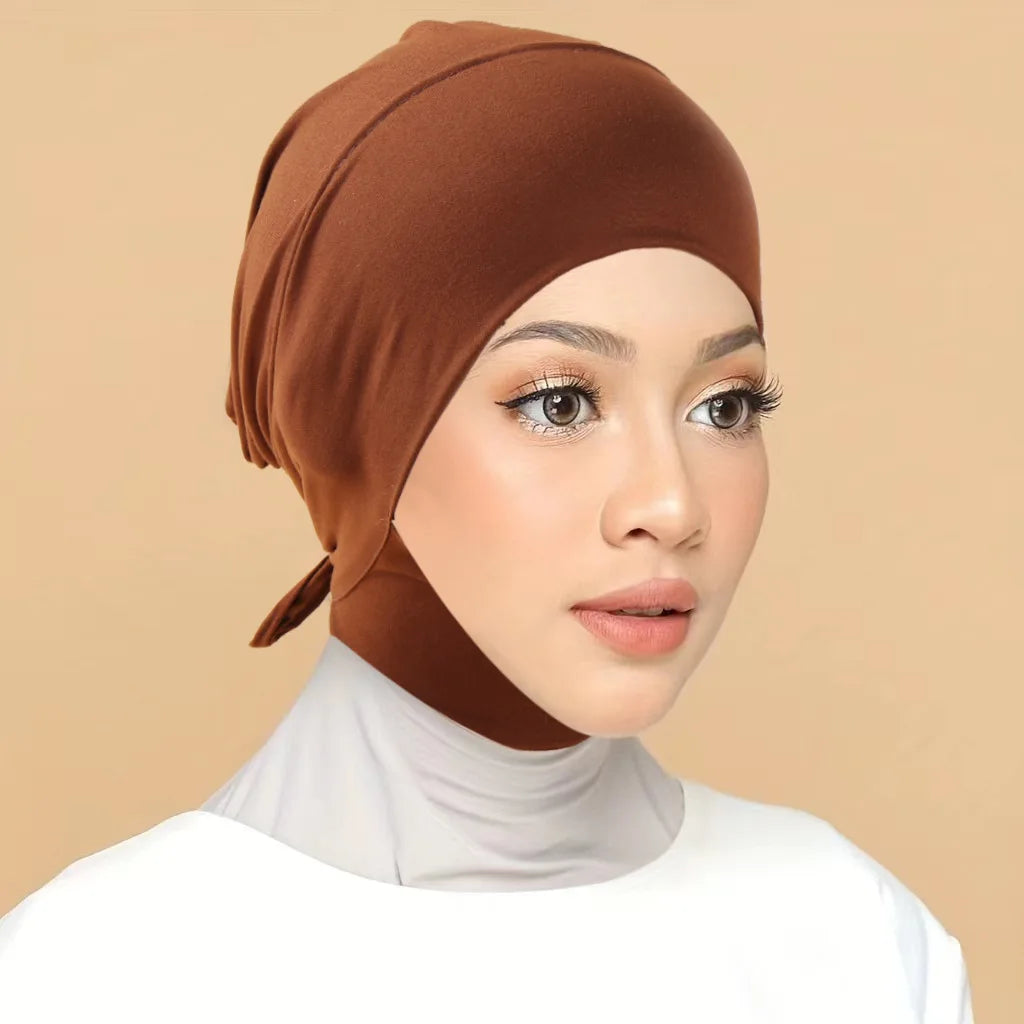 Inner Cap Hijab For Women Solid Underscarf Hijab Undercap Scarf Turban Hat Islamic Muslim Hijabs Ready To Wear Headcover