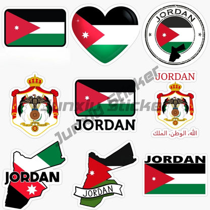 Jordan Flag Emblem Stickers – Waterproof PVC Decals for Car, Laptop & Helmet