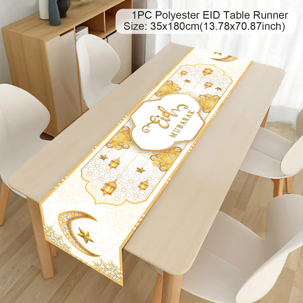 EID Mubarak Decoration Table Runner Ramadan Decor 2024 For Home Tablecloth Ramadan Kareem Islamic Muslim Party Eid Al-Fitr Gifts