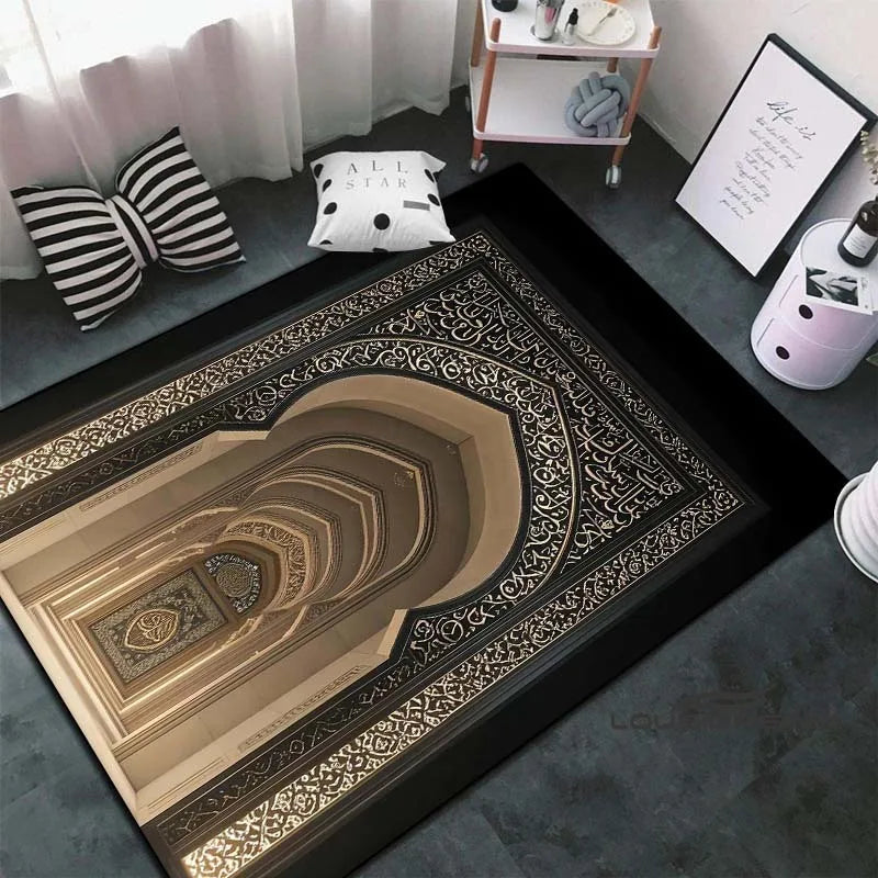 Soft Islamic Prayer Rug for Muslim Women, Elegant Carpet, Home Decoration Portable Prayer