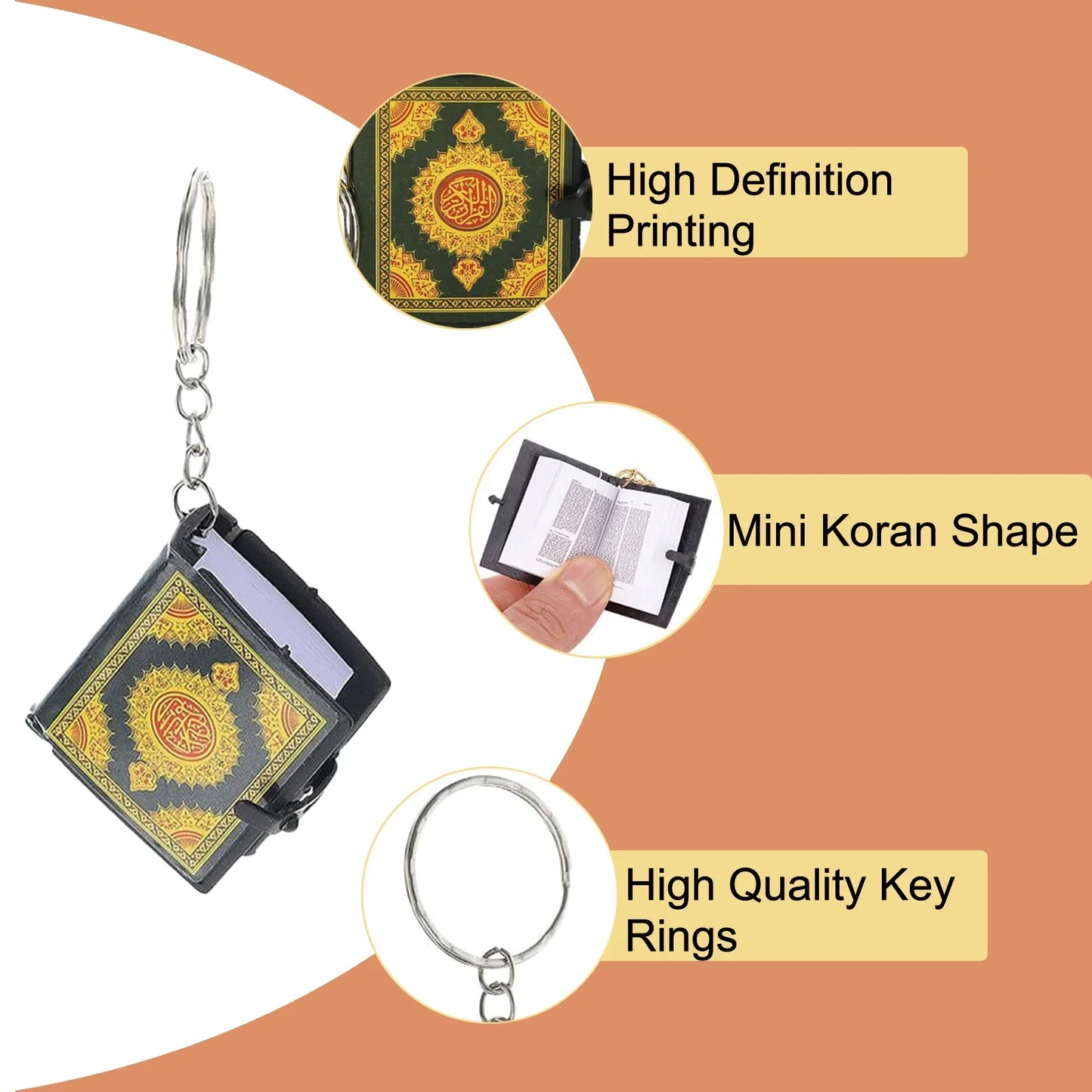 100-24PCS Mini Quran Keychain Book Muslim Islamic Key Chain for Religious Souvenir Gifts RamadanBag Purse Handbag Ornament