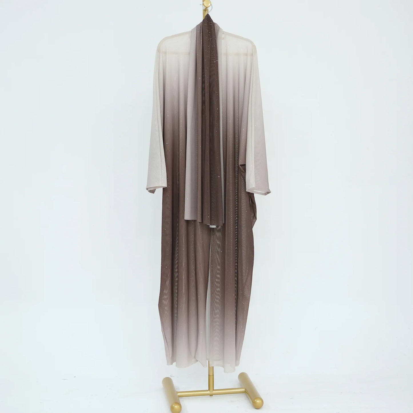 Islamic Shiny Gradient Color Cardigan for Women Muslim Hijab Abaya Dubai Party Dresses Turkey Kaftan Moroccan Robe Fashion