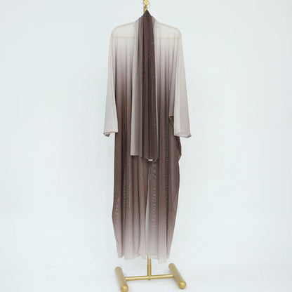 Islamic Shiny Gradient Color Cardigan for Women Muslim Hijab Abaya Dubai Party Dresses Turkey Kaftan Moroccan Robe Fashion